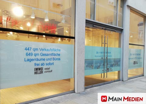Gewerbeobjekt Beschriftung | MAIN MEDIEN große Fensterfläche beschriften in Schweinfurt