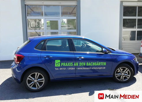 Kfz Beschriftung, Arztpraxis Schonungen | MAIN MEDIEN - Auto Beschriftung in Schweinfurt