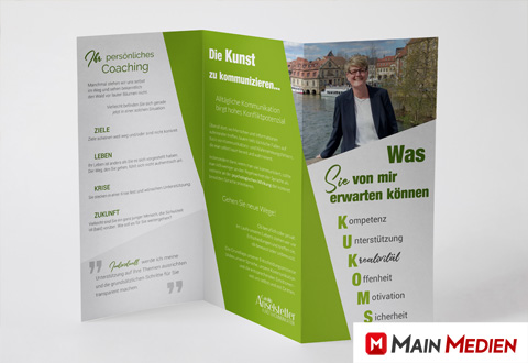 Flyer 6-seitig, Din lang, Kukoms, Schweinfurt | MAIN MEDIEN Flyer gestalten & drucken