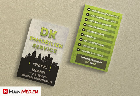 Visitenkarte DK Immobilienservice, Schonungen | MAIN MEDIEN Visitenkarte gestalten lassen