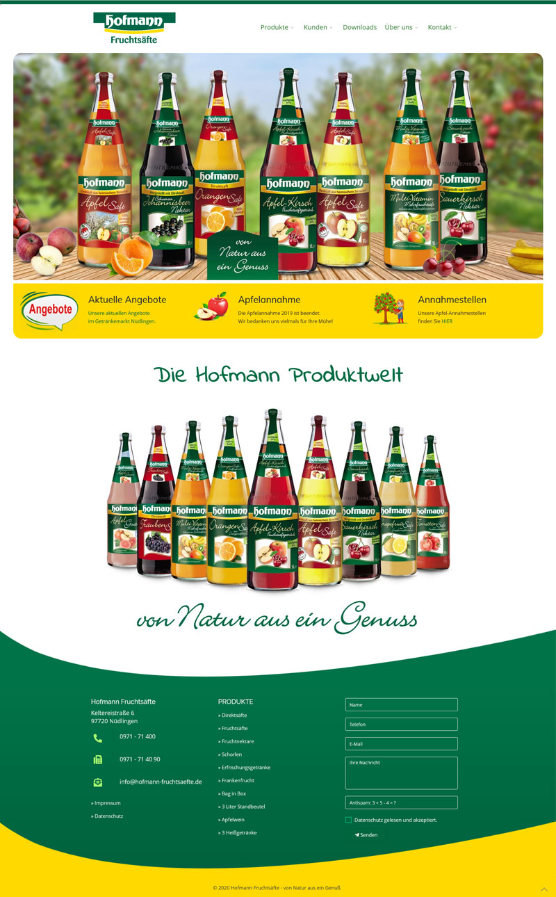 Webseite für Kelterei Hofmann in Bad Kissingen